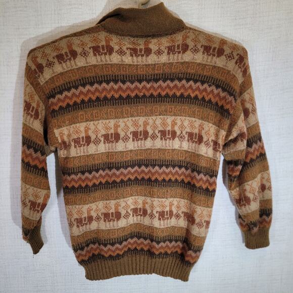 Alpaca Wool Sweater Adult Small Handmade in Peru Multicolor Full Zip Llama EUC - Picture 4 of 7